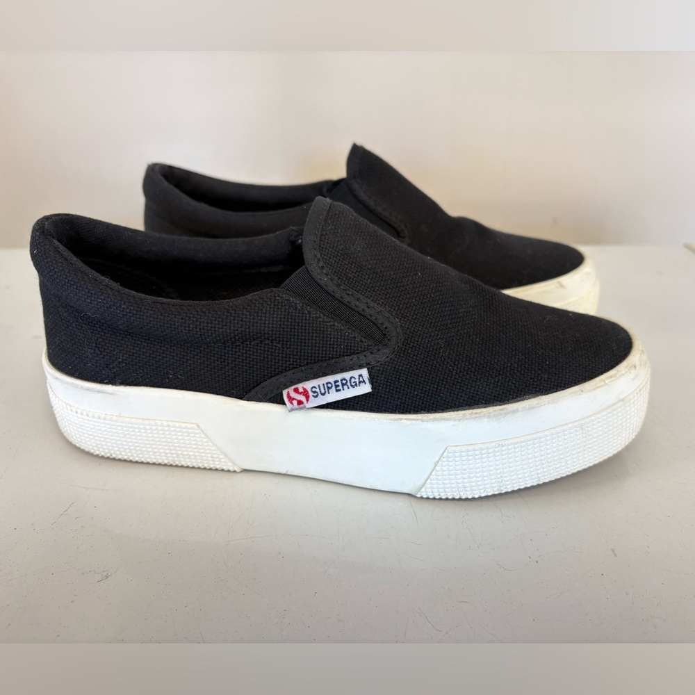 Superga Black Canvas Slip-Ons